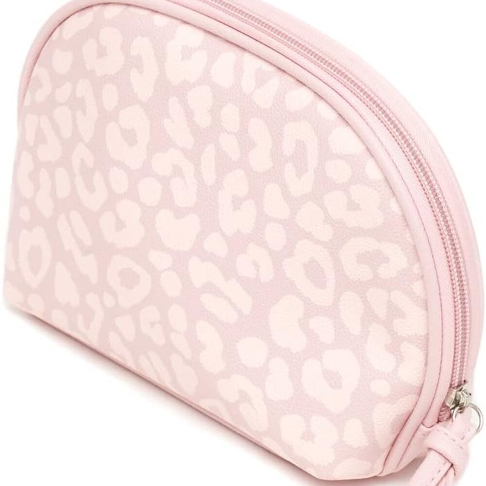 Unbranded Pink Cheetah Prink Makeup Bag with Bow